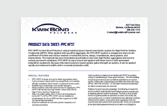 PPC HFST: High Friction Surface Treatment Data Sheet