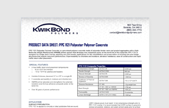 PPC 1121: Polyester Polymer Concrete Data Sheet