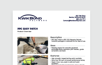 PPC 1121: Polyester Polymer Concrete Easy Patch Overview Sheet